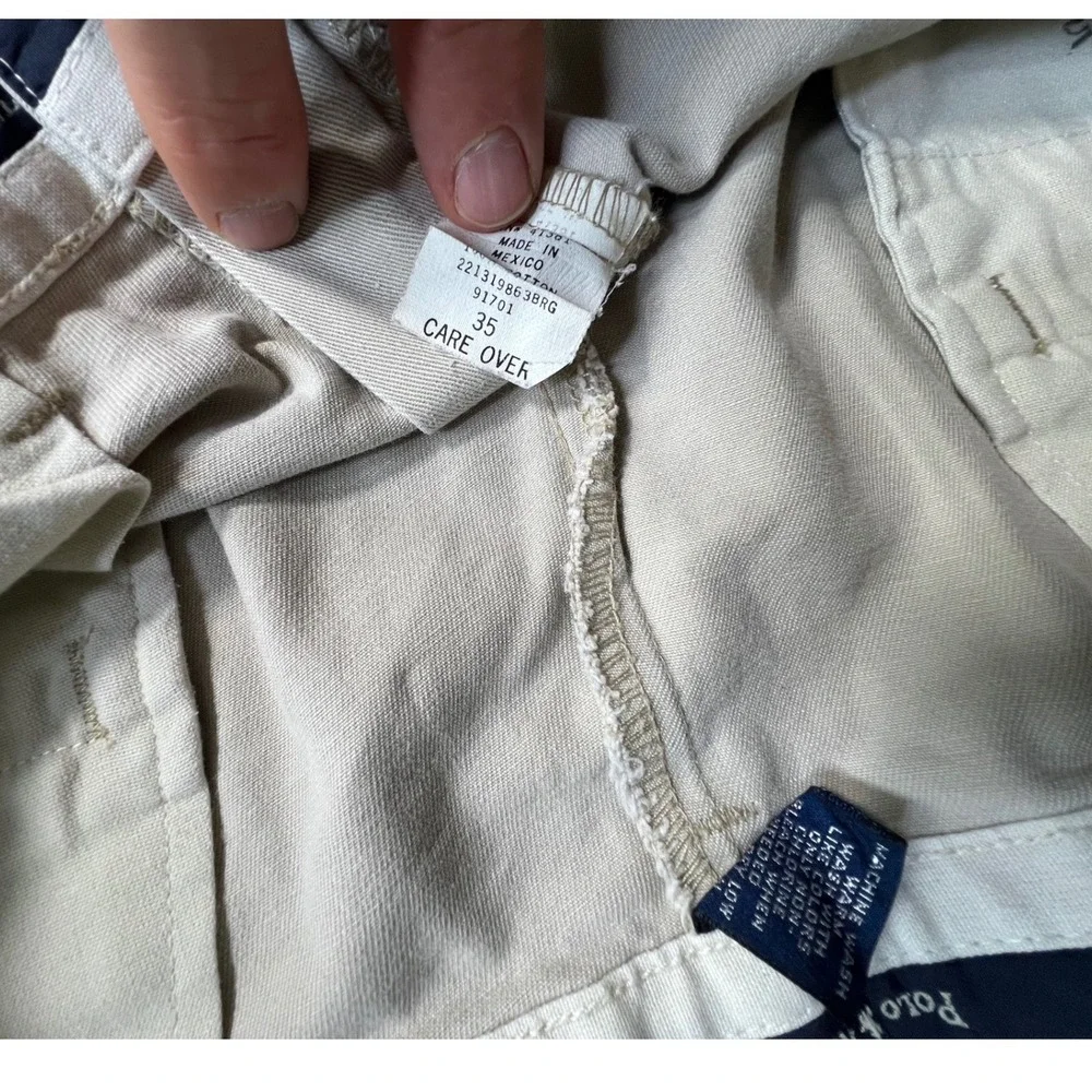 Polo Ralph Lauren Chino Shorts Mens 35 Tan Pleated Cotton Twill Casual Classic